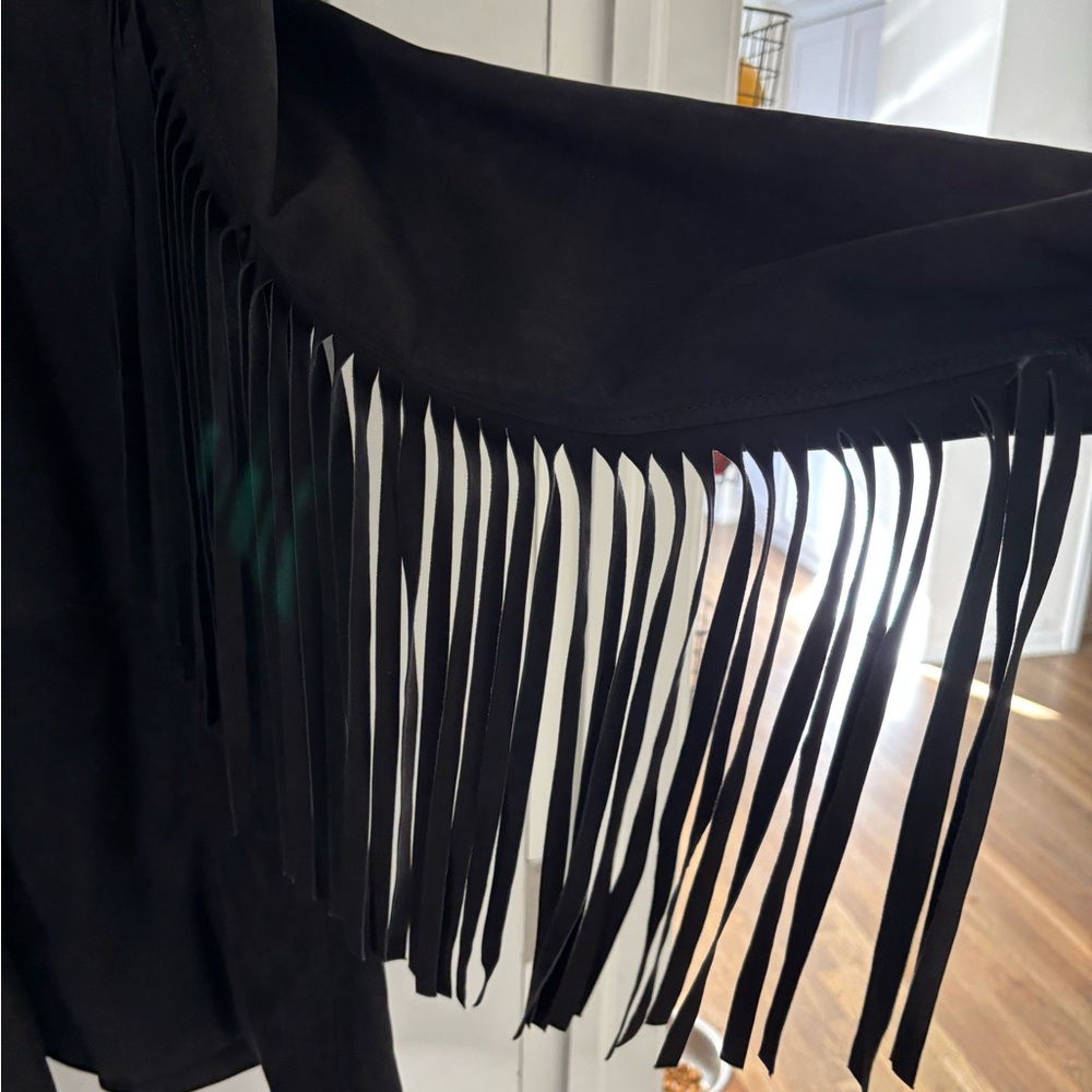 Mauritius Women's Black Suede fringe Jacket Sz L